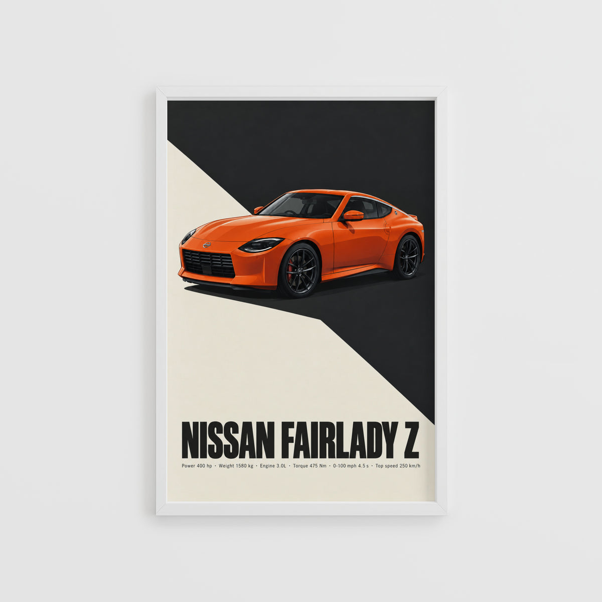 Vintage Nissan Fairlady Z Print, Orange Sports Car