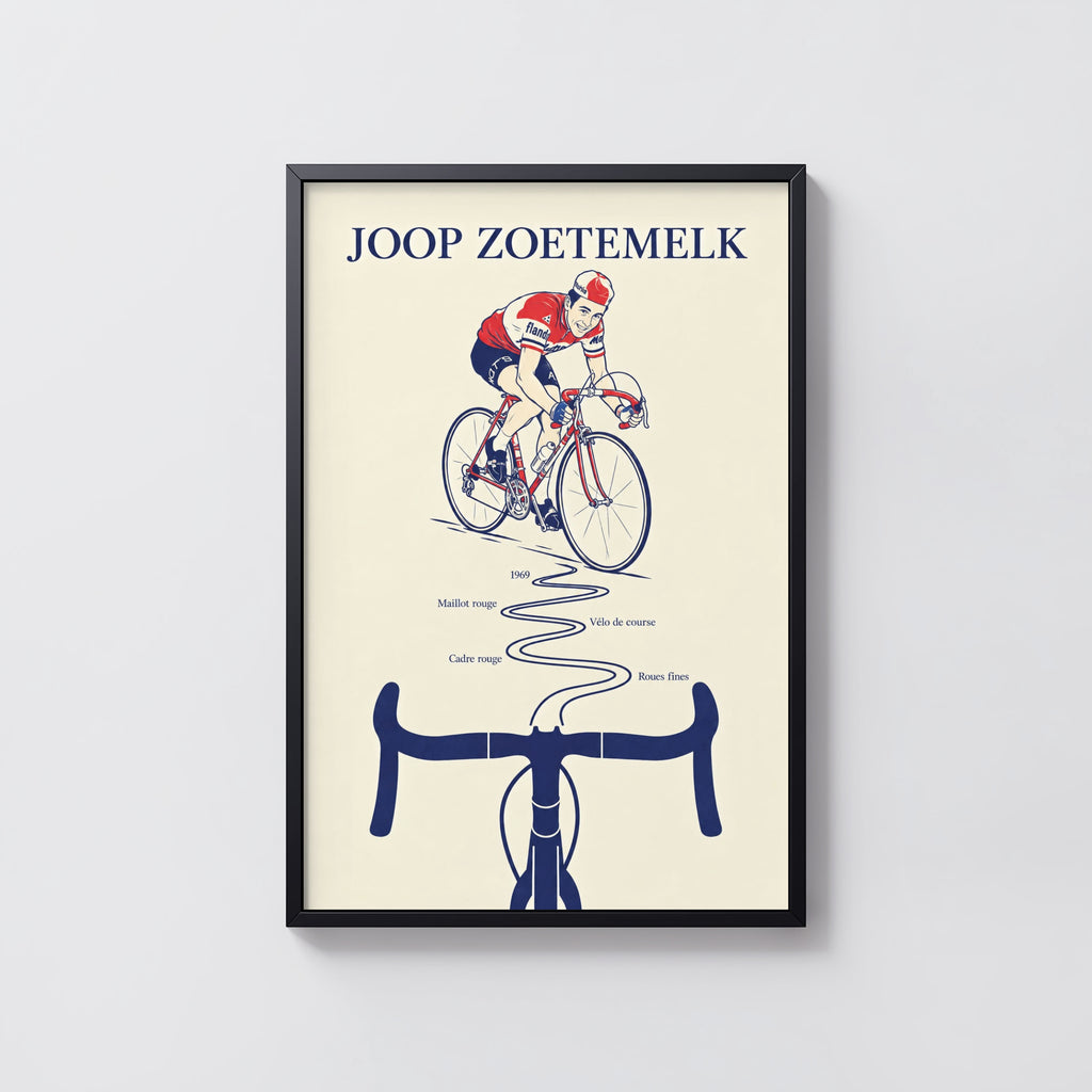 Vintage Joop Zoetemelk Cycling Poster, Retro Wall Art Print