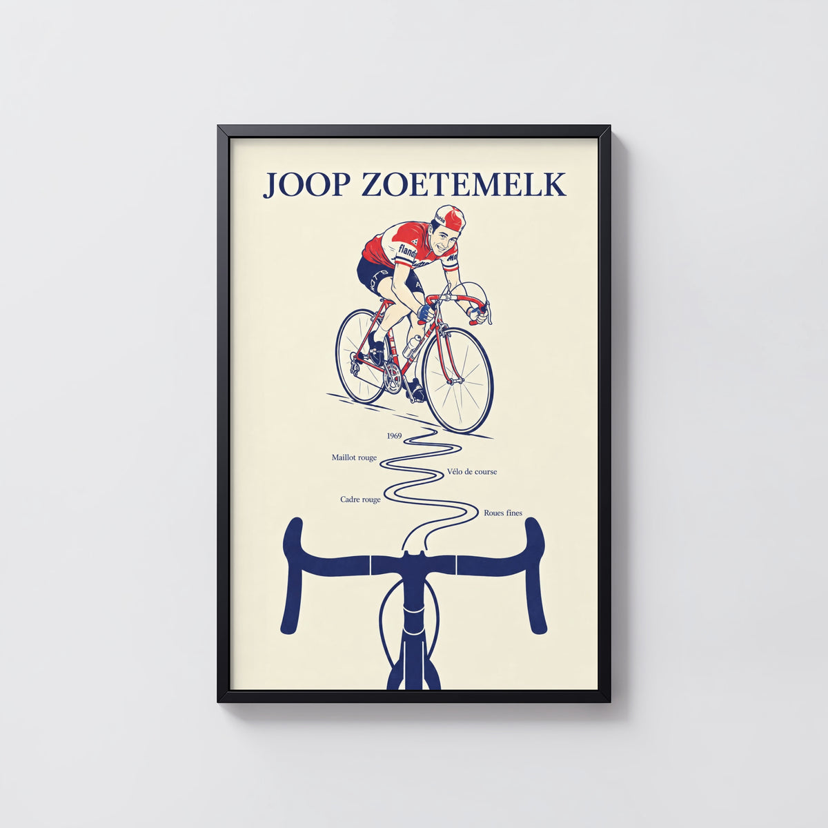 Vintage Joop Zoetemelk Cycling Poster, Retro Wall Art Print