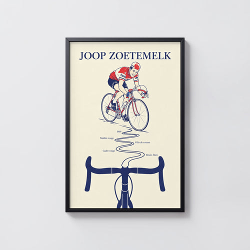Vintage Joop Zoetemelk Cycling Poster, Retro Wall Art Print