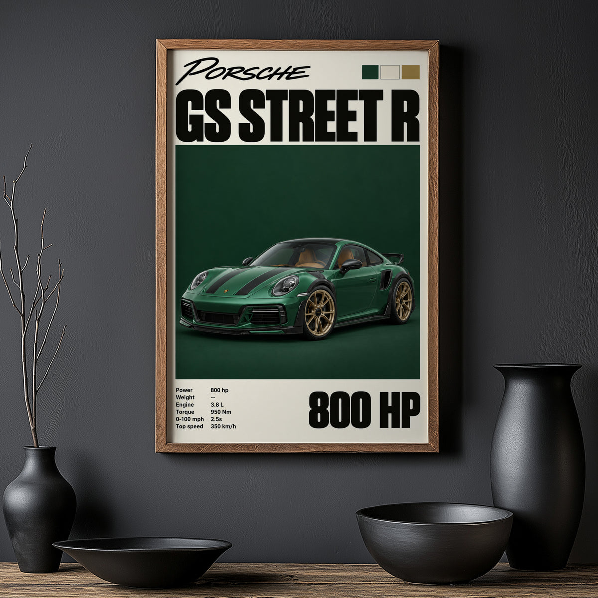 Vintage Porsche GS Street R Print, Car Wall Art