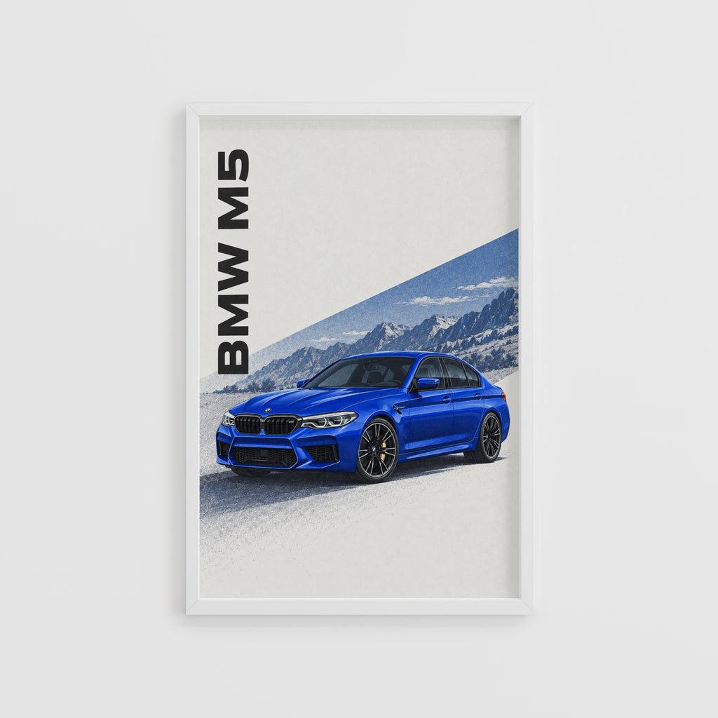 Vintage BMW M5 Print, Blue Car Wall Art
