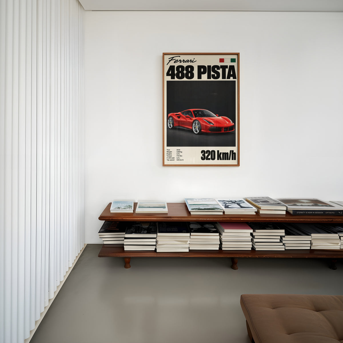 Vintage Ferrari 488 Pista Print, Supercar Wall Art