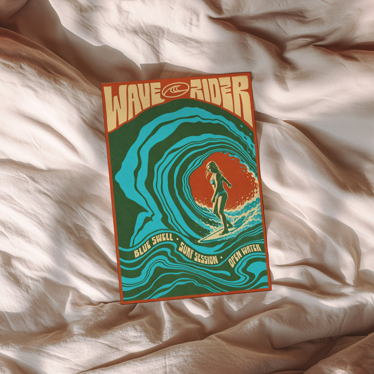 Vintage Wave Rider Surf Print, Retro Surfing Poster