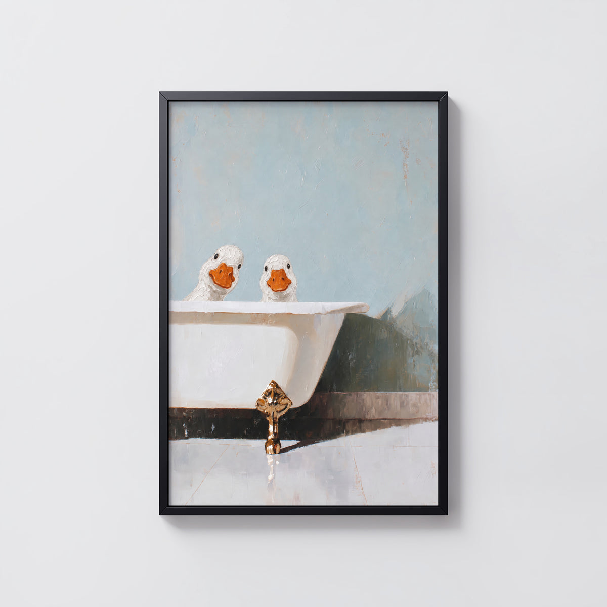 Vintage Duck Bathtub Print and Poster, Bathroom Art