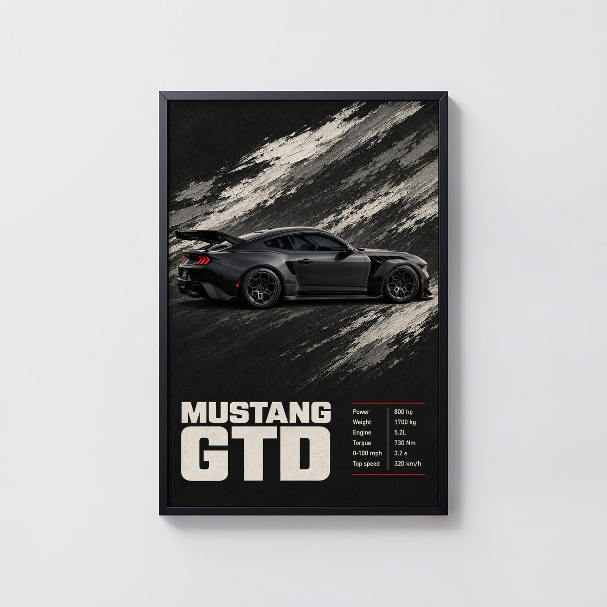 Vintage Mustang GTD Print, Muscle Car Wall Art