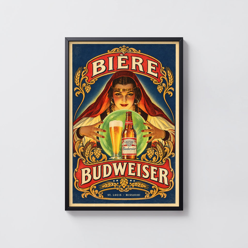 Vintage Budweiser Beer Print, Bar Poster, Pub Wall Art