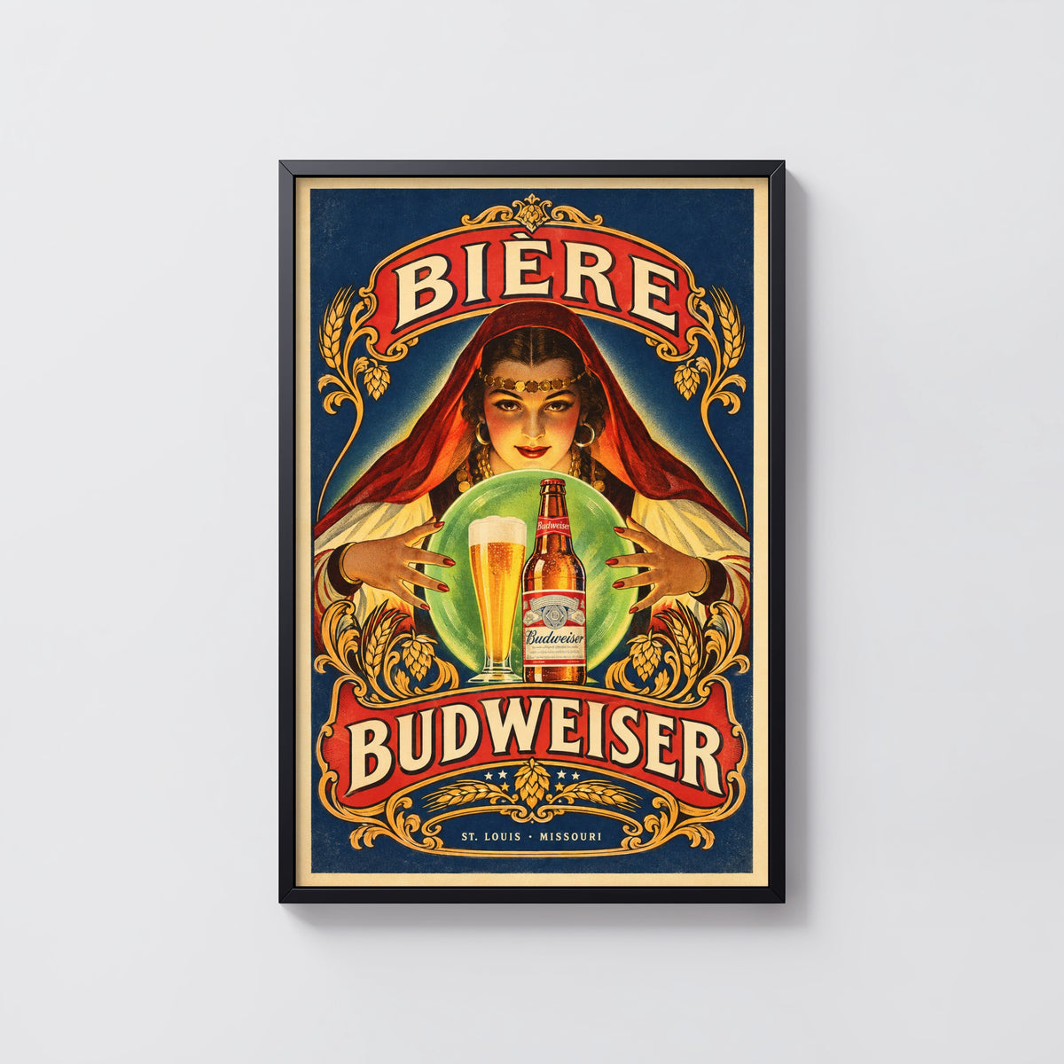 Vintage Budweiser Beer Print, Bar Poster, Pub Wall Art