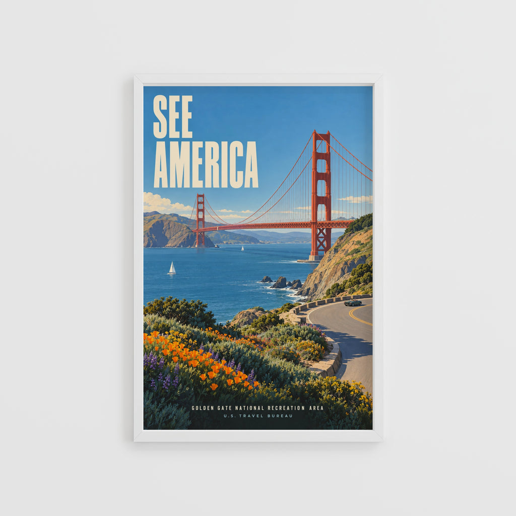 Vintage Golden Gate Bridge Poster, San Francisco Print