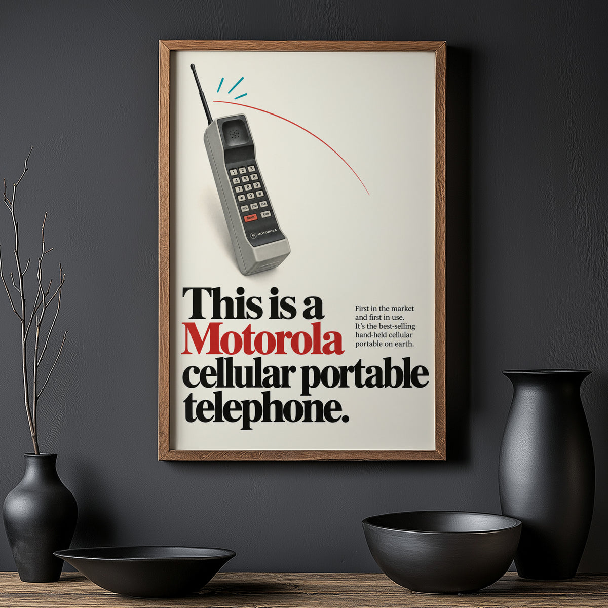 Vintage Motorola Phone Poster, Retro Tech Wall Art Print