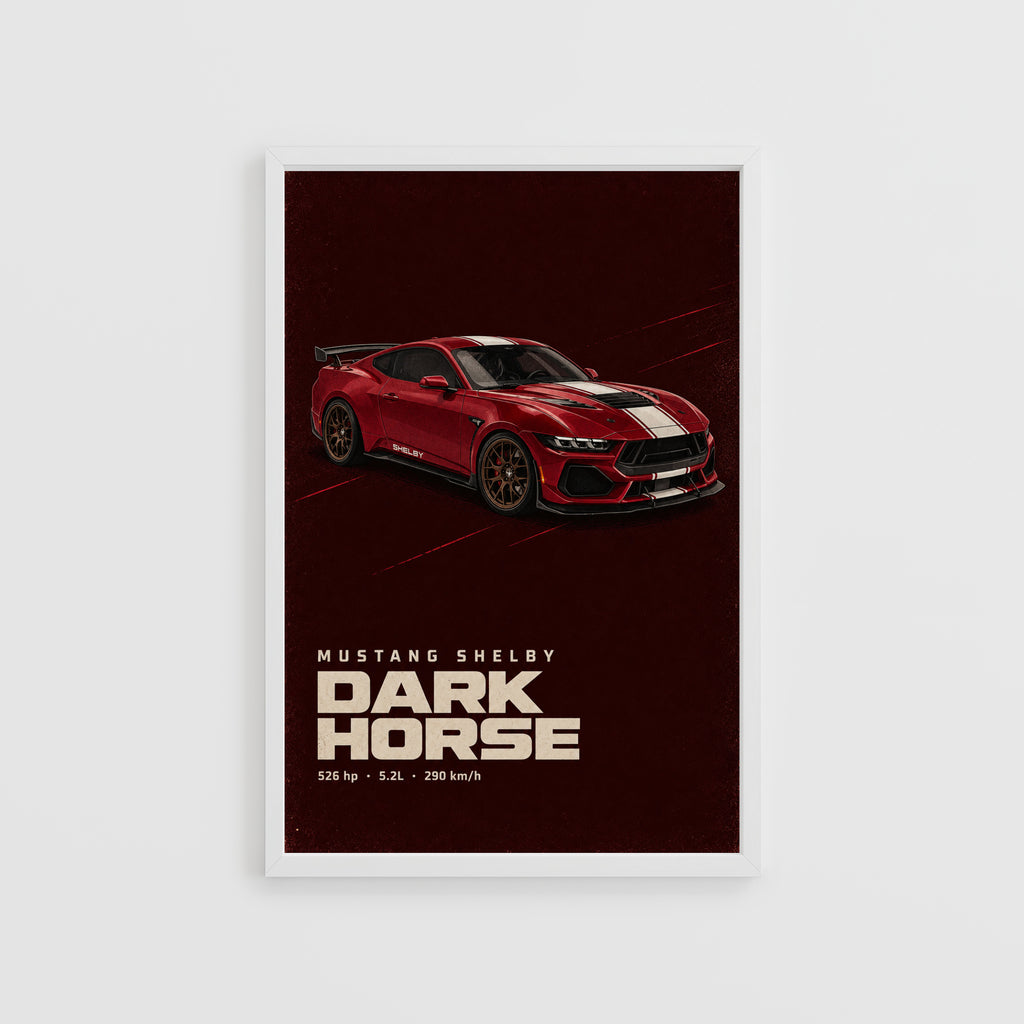 Vintage Mustang Shelby Dark Horse Print, Car Art