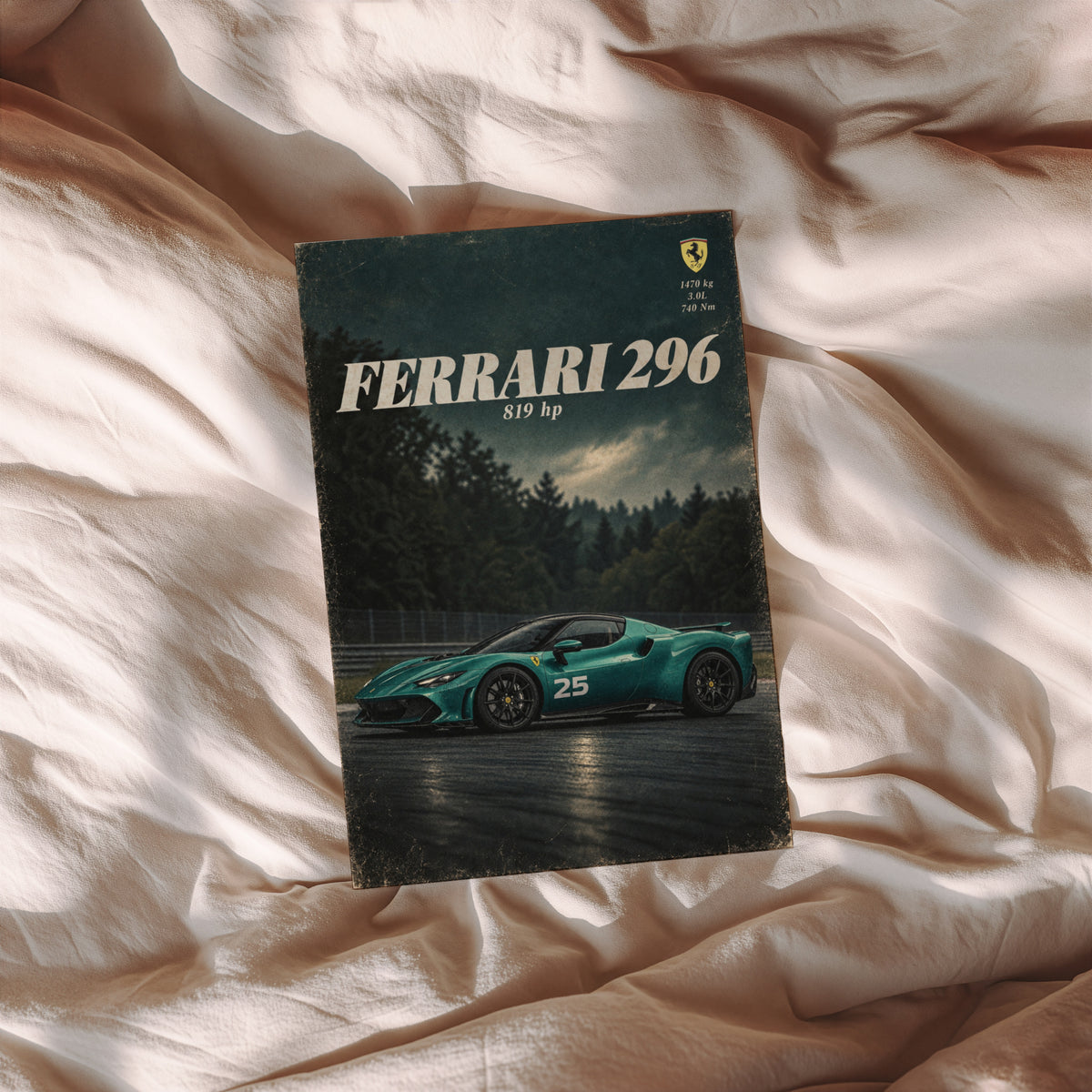Vintage Ferrari 296 Print, Car Wall Art, Supercar