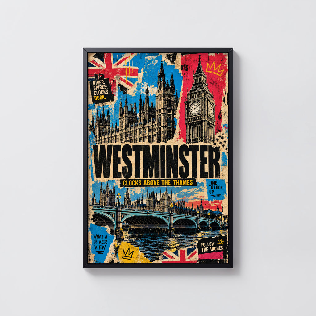 Vintage Westminster London Poster, Big Ben Wall Art Print