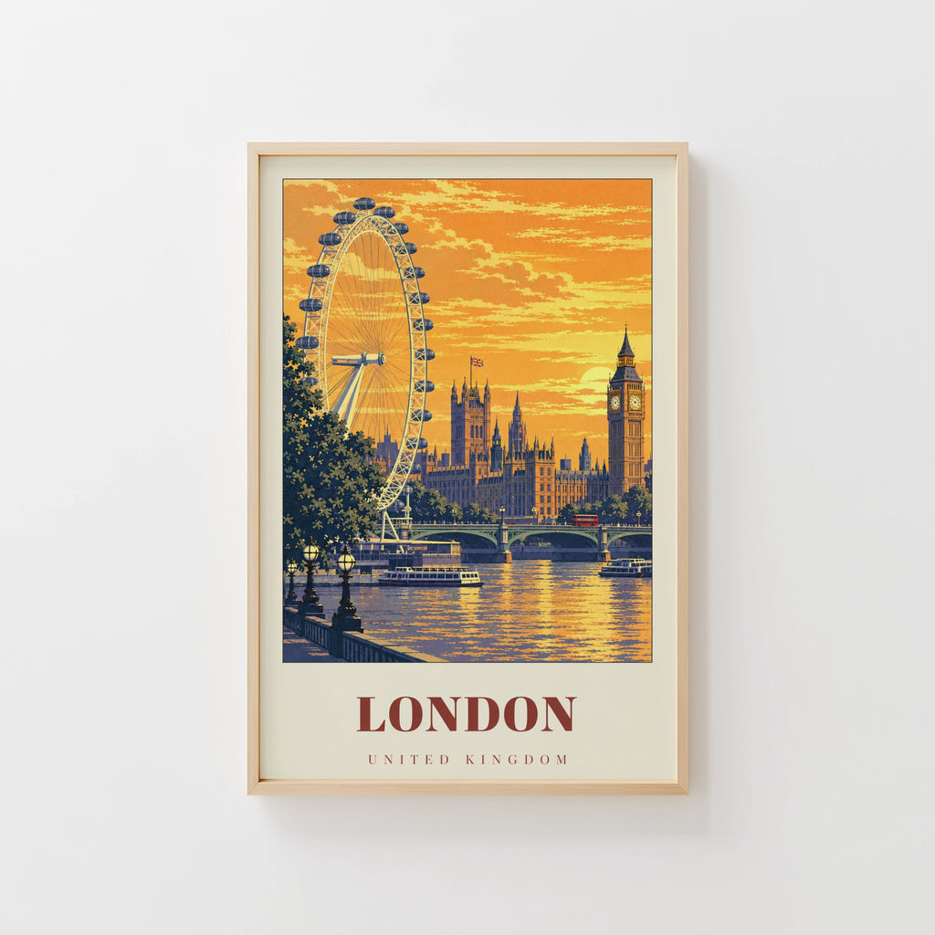Vintage London Poster, Skyline Wall Art, Big Ben Print