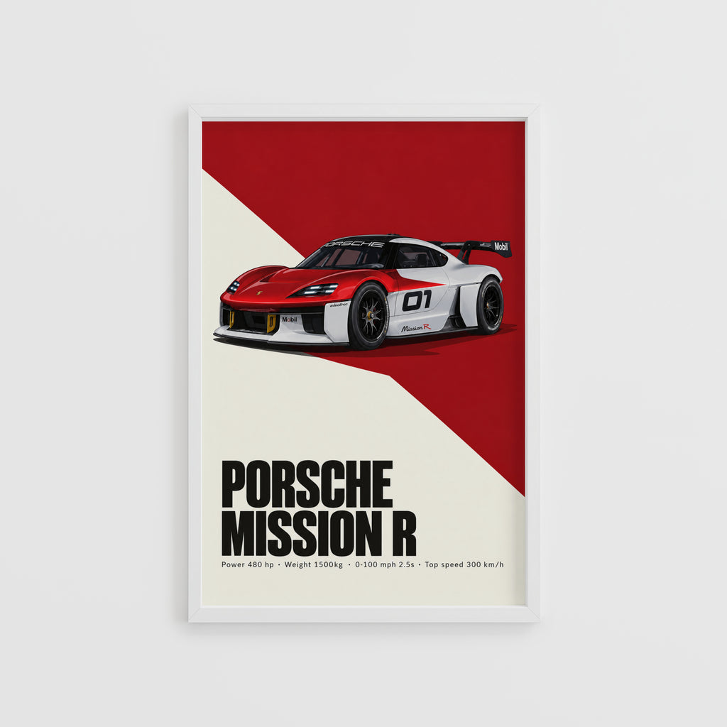 Vintage Porsche Mission R Print, Car Wall Art