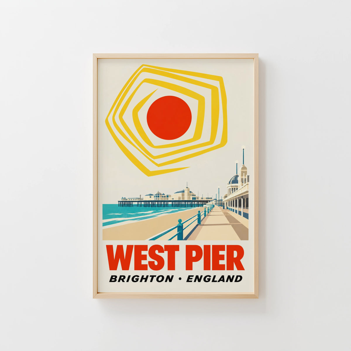 Vintage West Pier Brighton Poster, Seaside Wall Art Print