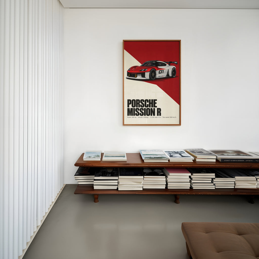 Vintage Porsche Mission R Print, Car Wall Art