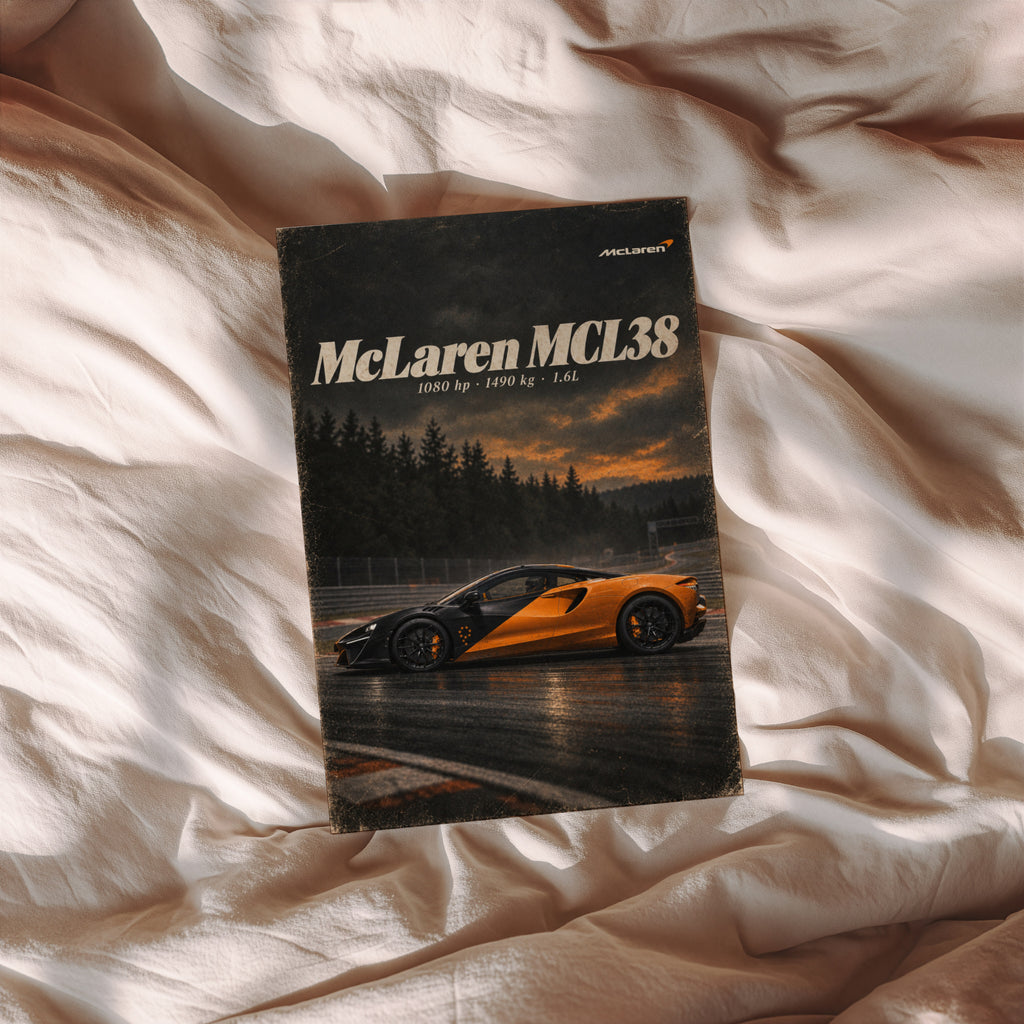 Vintage McLaren Print, Supercar Wall Art, Orange