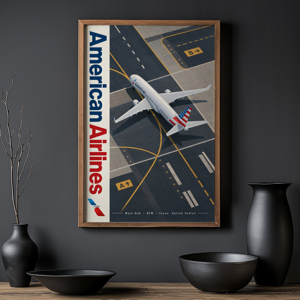 Vintage American Airlines Poster, Aviation Wall Art Print