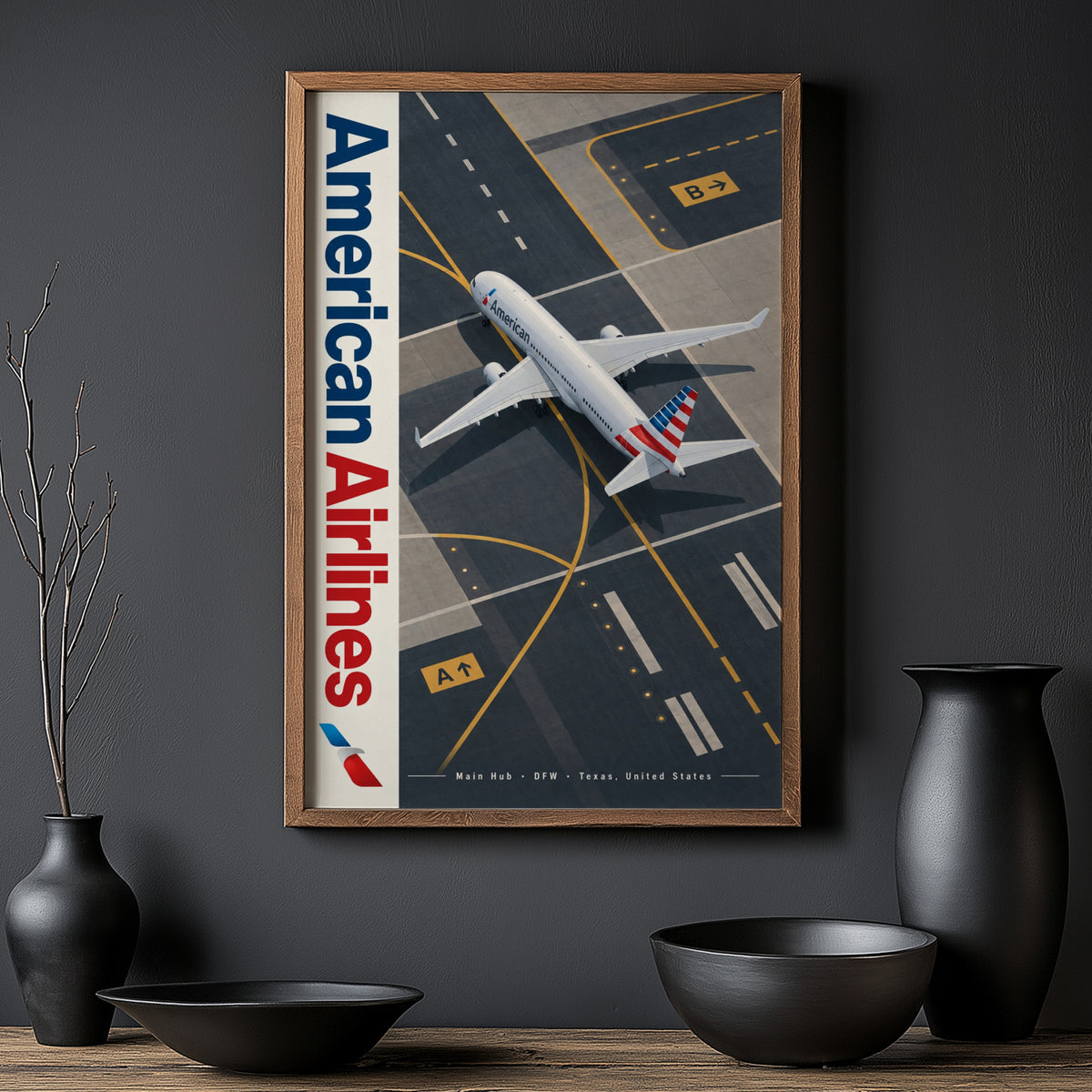 Vintage American Airlines Poster, Aviation Wall Art Print