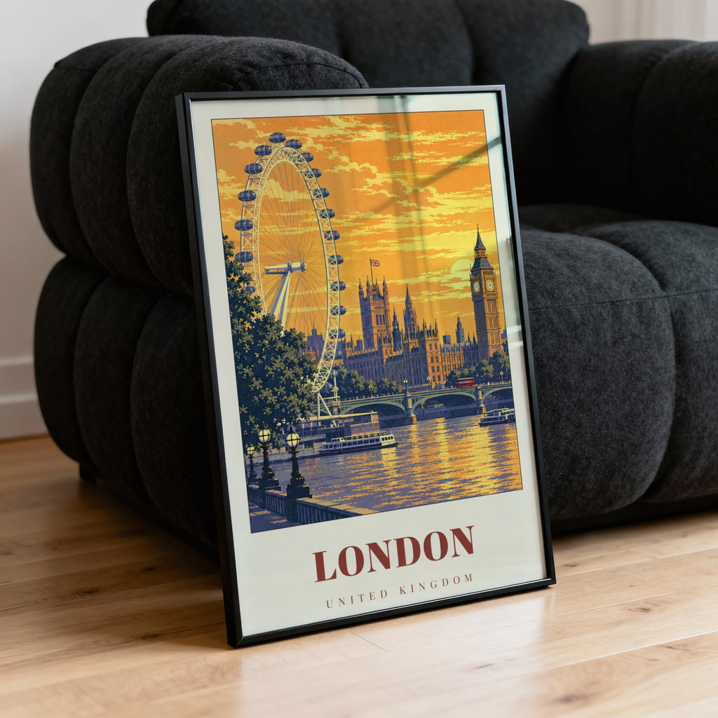 Vintage London Poster, Skyline Wall Art, Big Ben Print