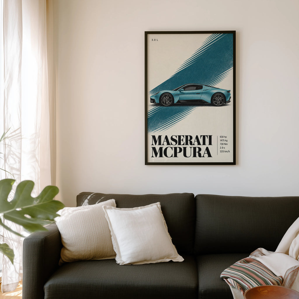 Vintage Maserati MCPura Print, Car Wall Art