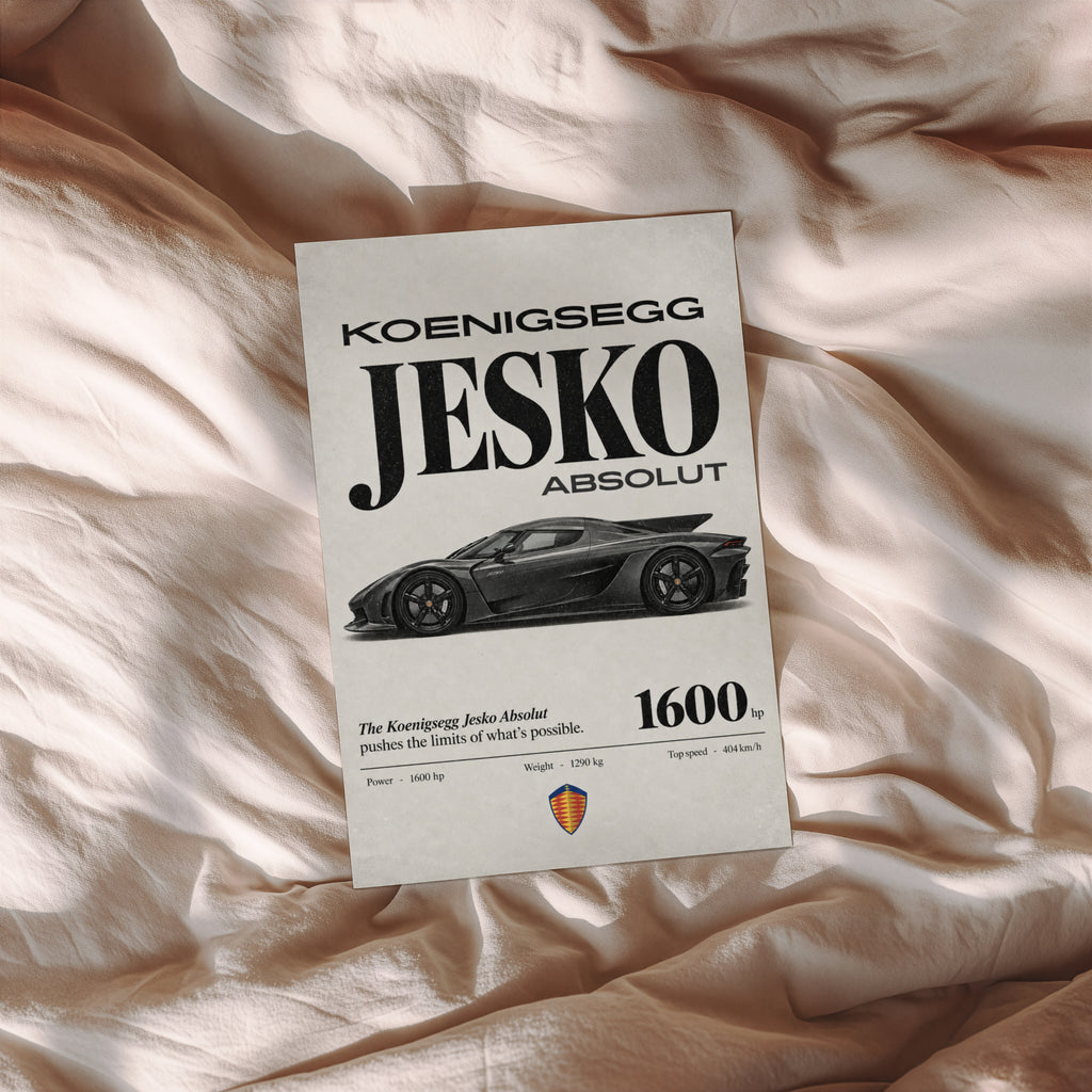 Vintage Koenigsegg Jesko Absolut Print, Car Poster