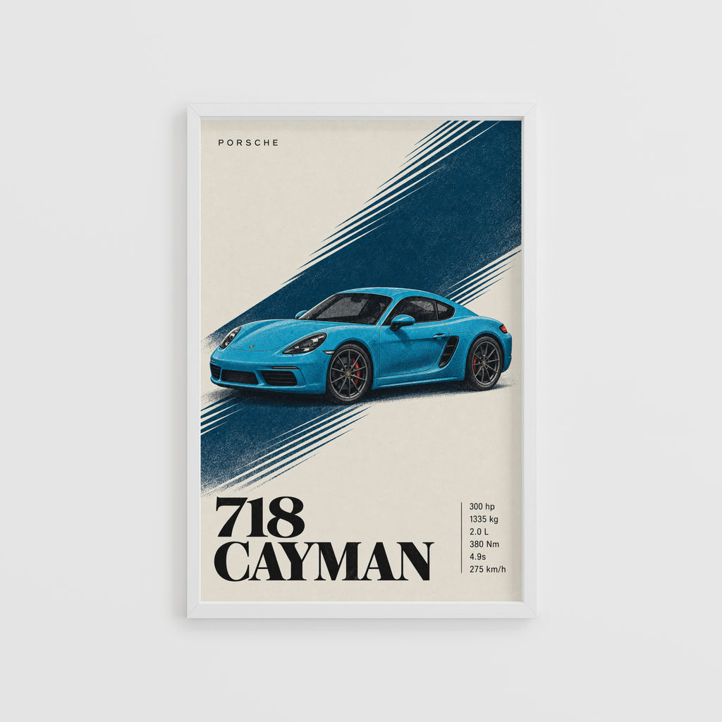 Vintage Porsche 718 Cayman Print, Car Wall Art