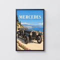 Vintage Mercedes Car Poster, Coastal Wall Art, Retro Print