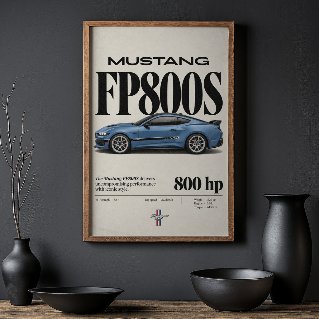 Vintage Mustang FP800S Print, Car Wall Art