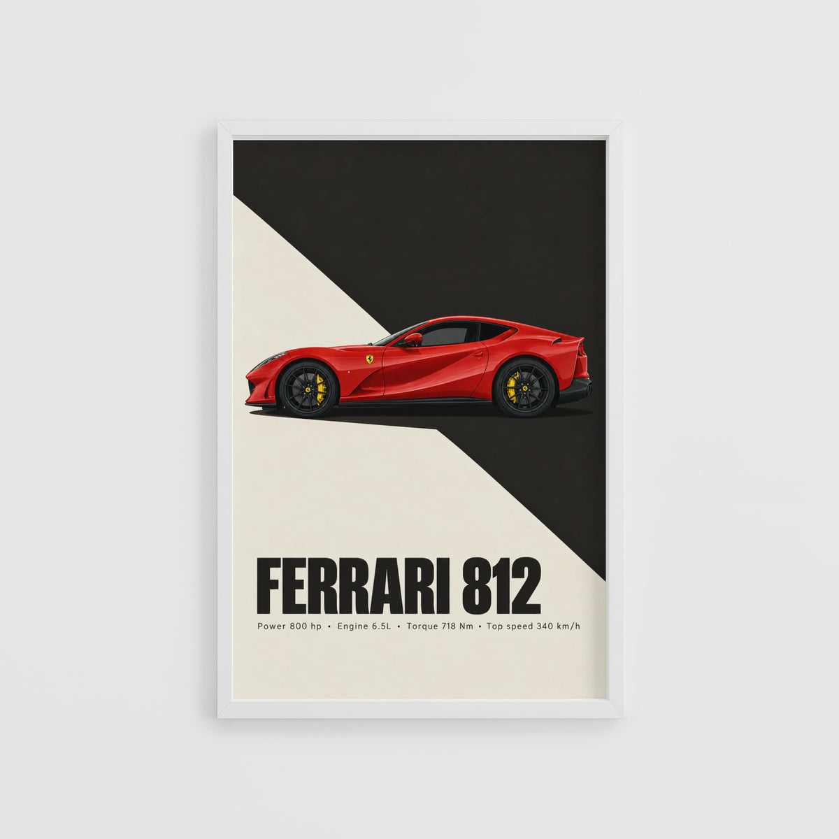 Vintage Ferrari 812 Car Print, Supercar Wall Art