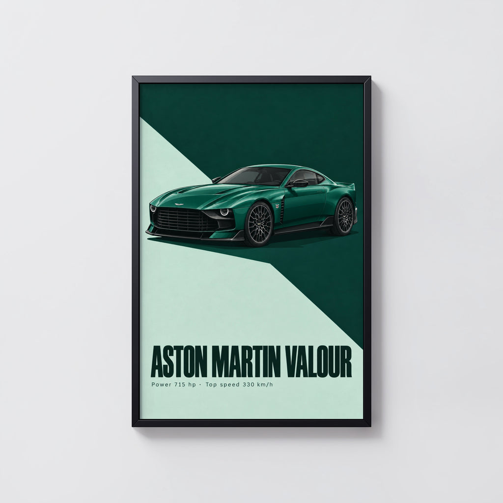 Vintage Aston Martin Valour Print, Green Car Art