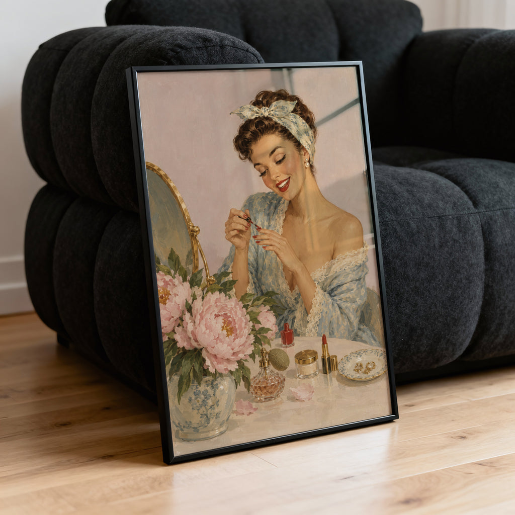 Vintage Bathroom Print Poster, Retro Pin Up Wall Art