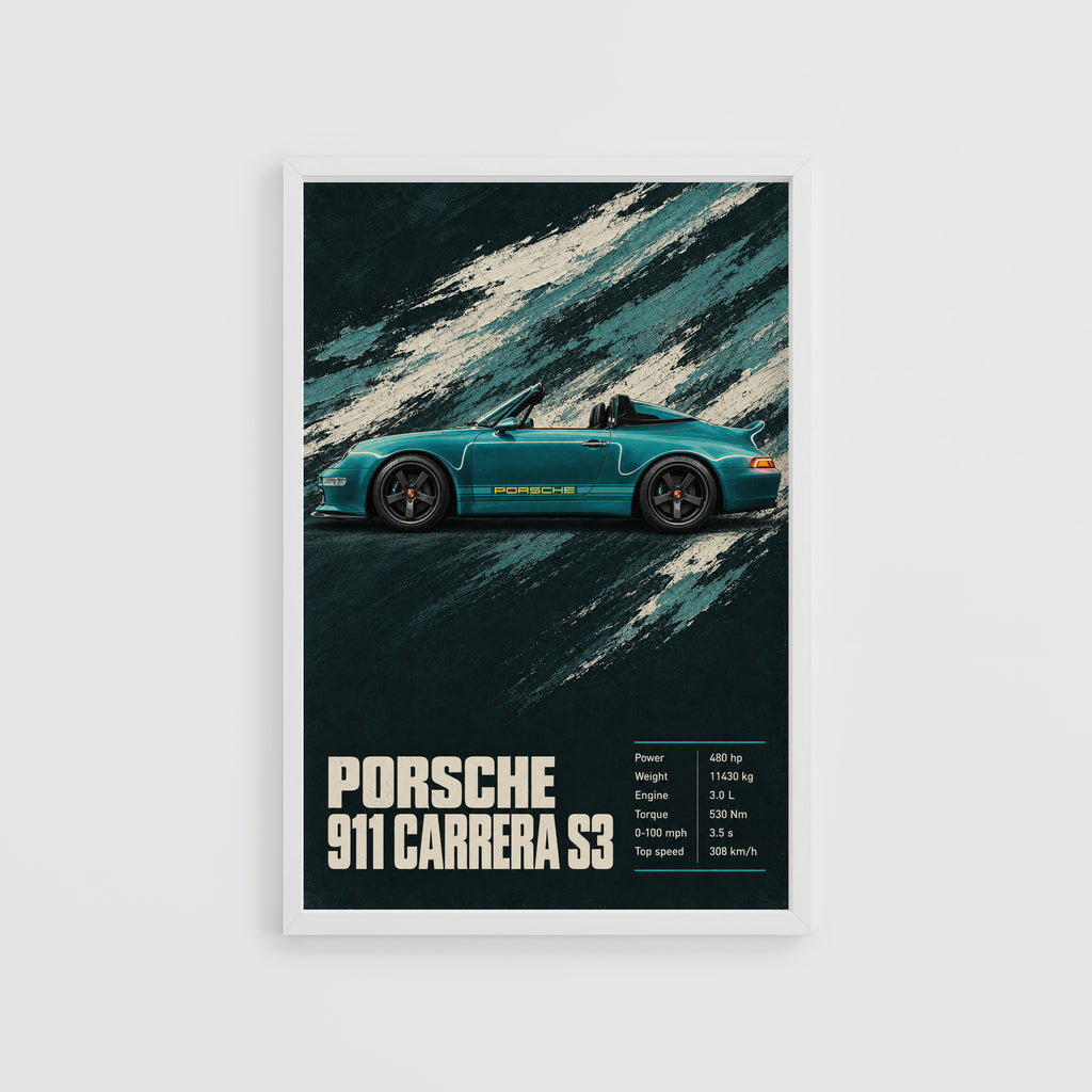 Vintage Print, Porsche 911 Carrera S3 Wall Art