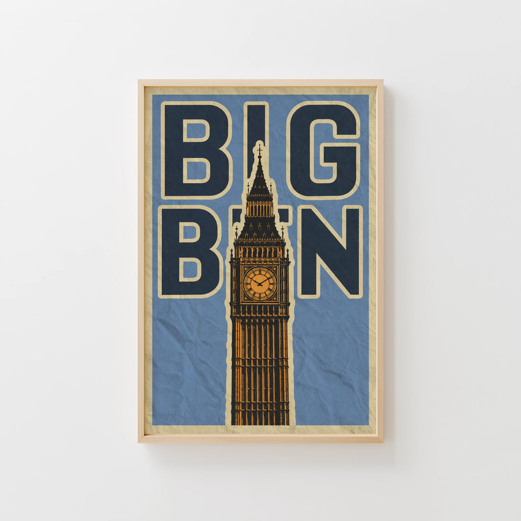 Vintage Big Ben Poster, London Wall Art, England Print