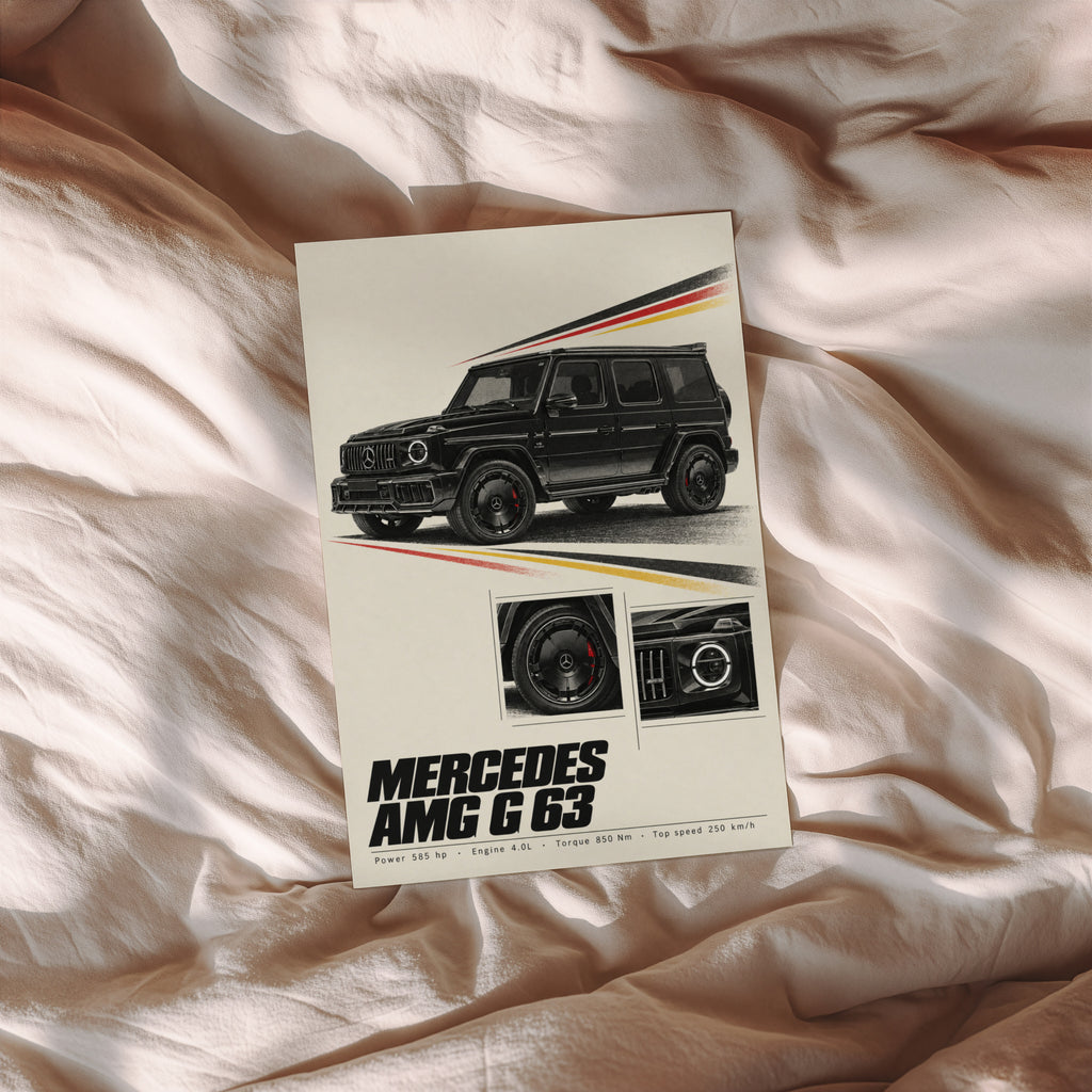 Vintage Mercedes AMG G63 Print, SUV Wall Art
