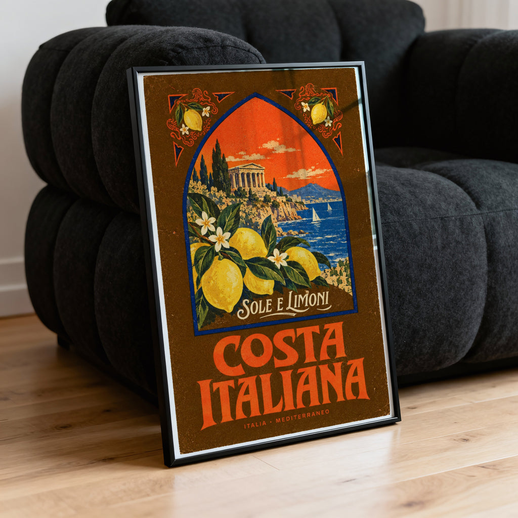 Vintage Italy Costa Italiana Print, Lemon Poster