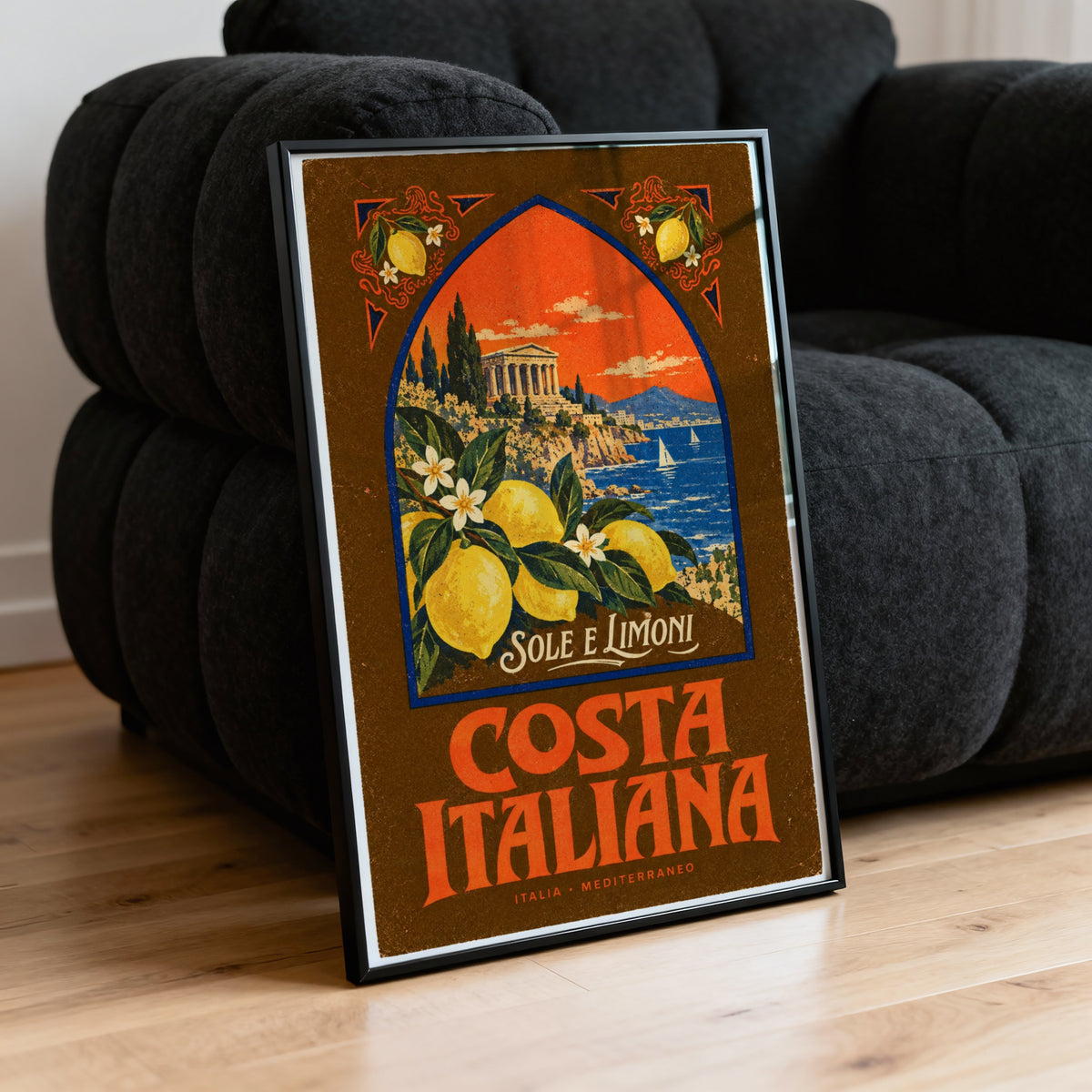 Vintage Italy Costa Italiana Print, Lemon Poster