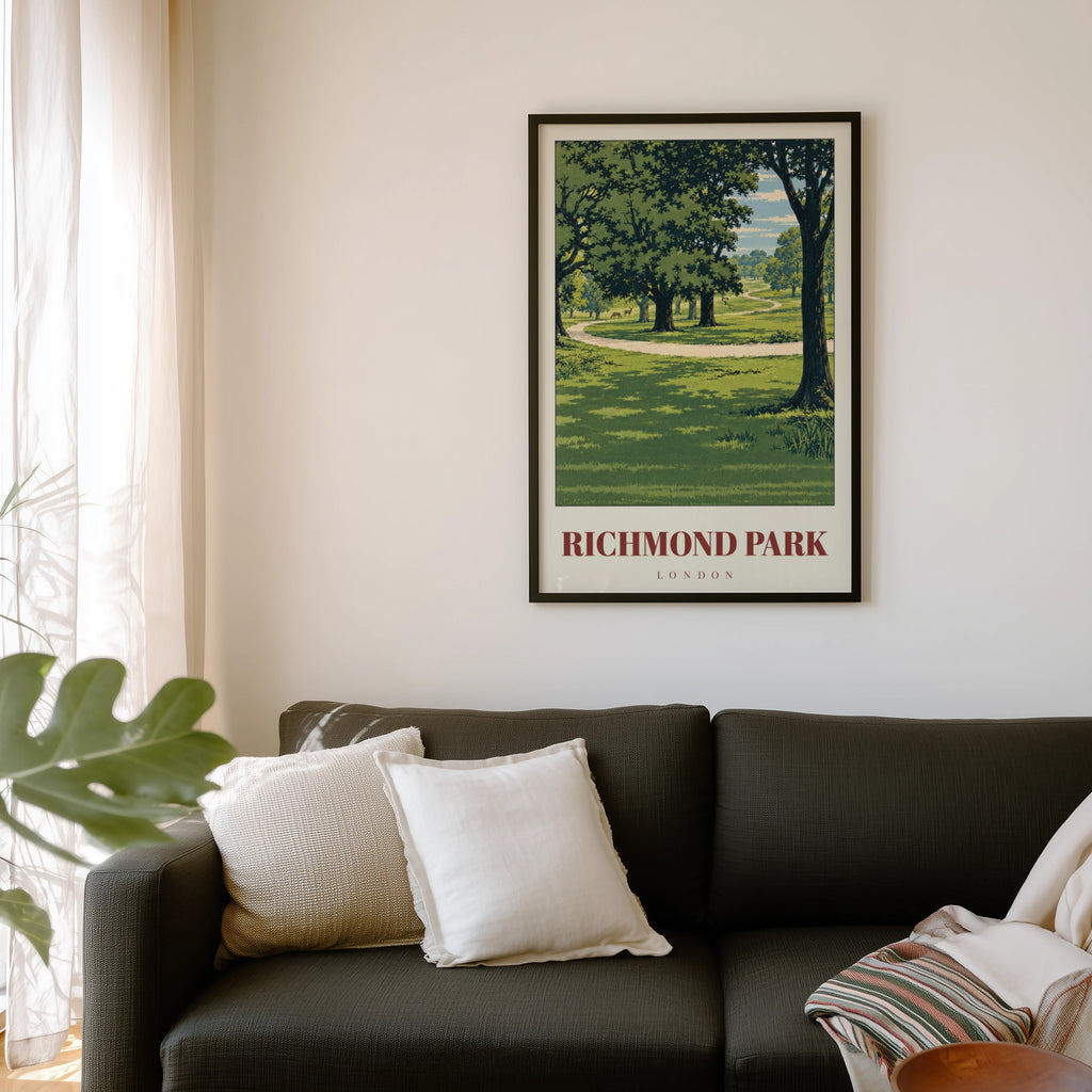 Vintage Richmond Park Poster, London Wall Art Print