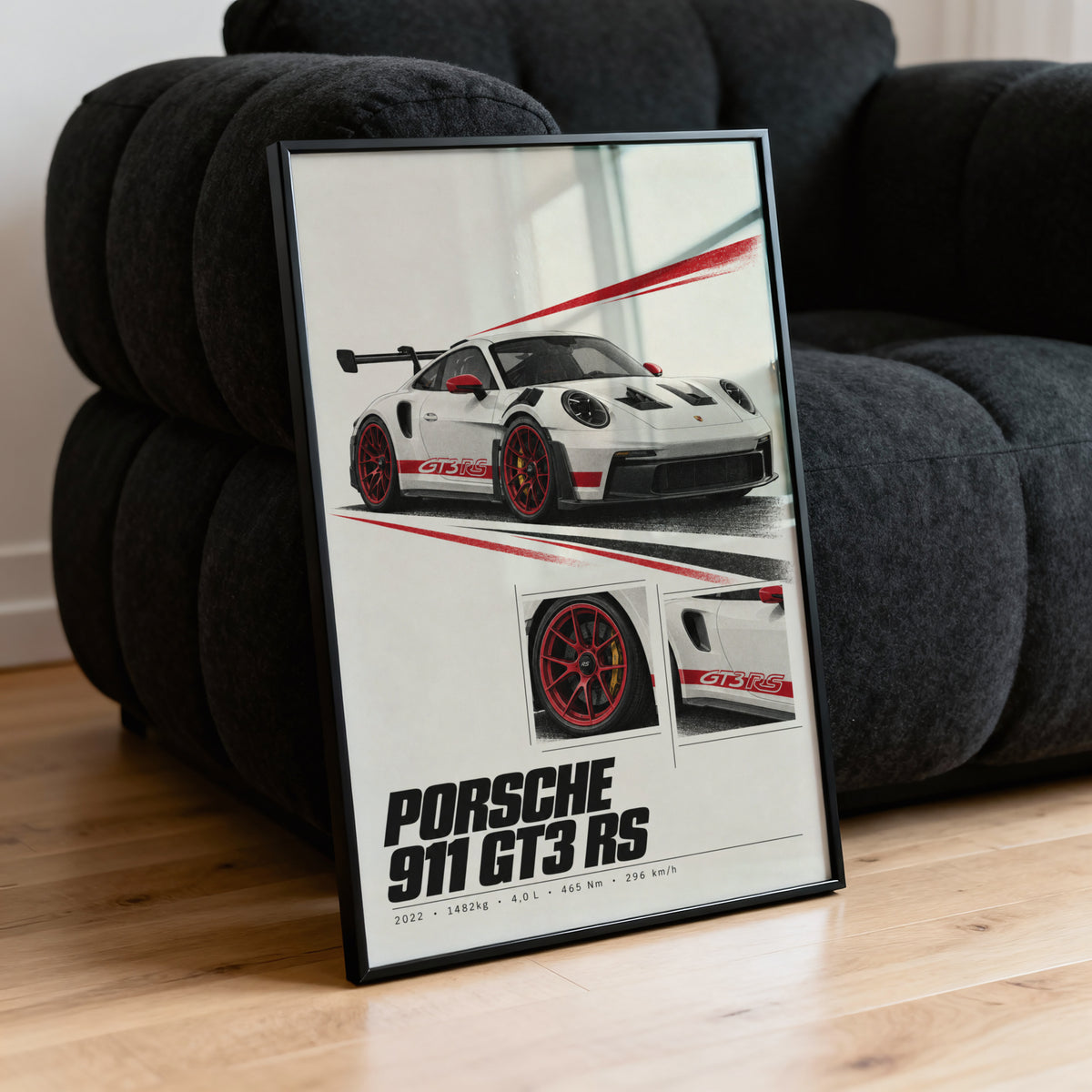 Vintage Porsche 911 GT3 RS Print, Car Poster