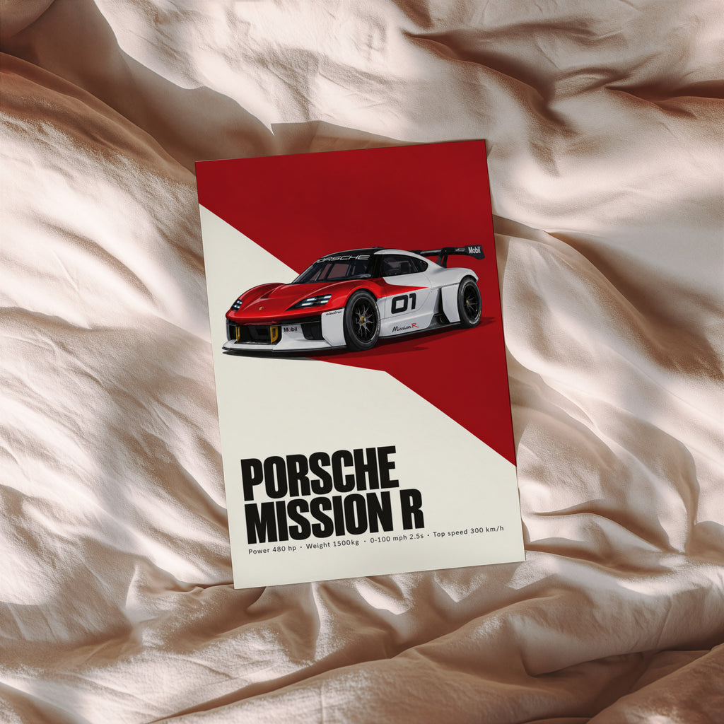Vintage Porsche Mission R Print, Car Wall Art