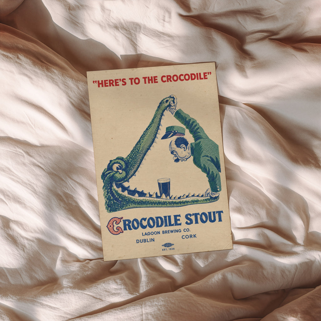 Vintage Crocodile Stout Beer Print, Poster, Pub Wall Art