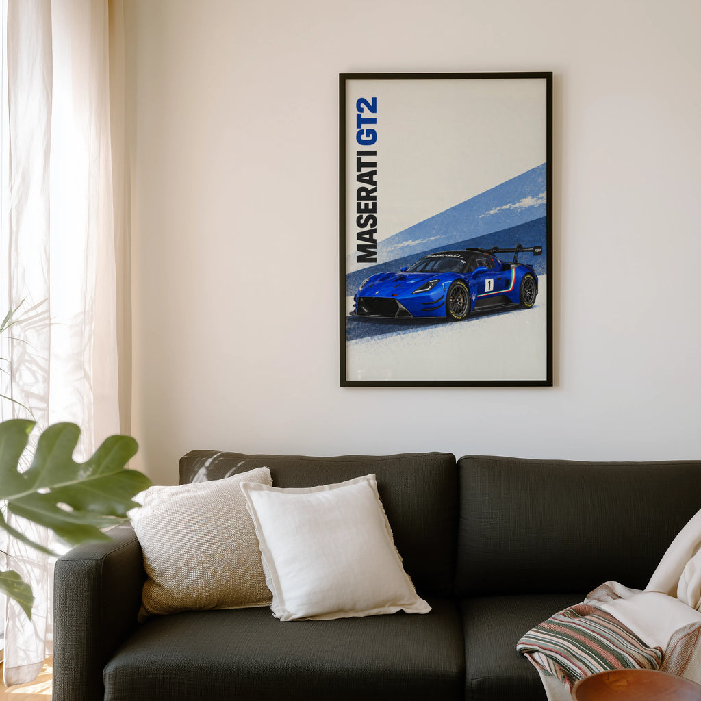 Vintage Maserati GT2 Print, Racing Car Wall Art