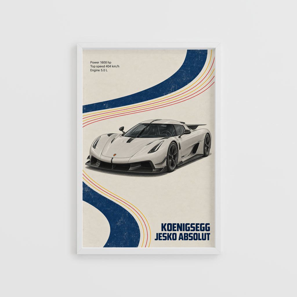 Vintage Koenigsegg Jesko Absolut Print, Car Art