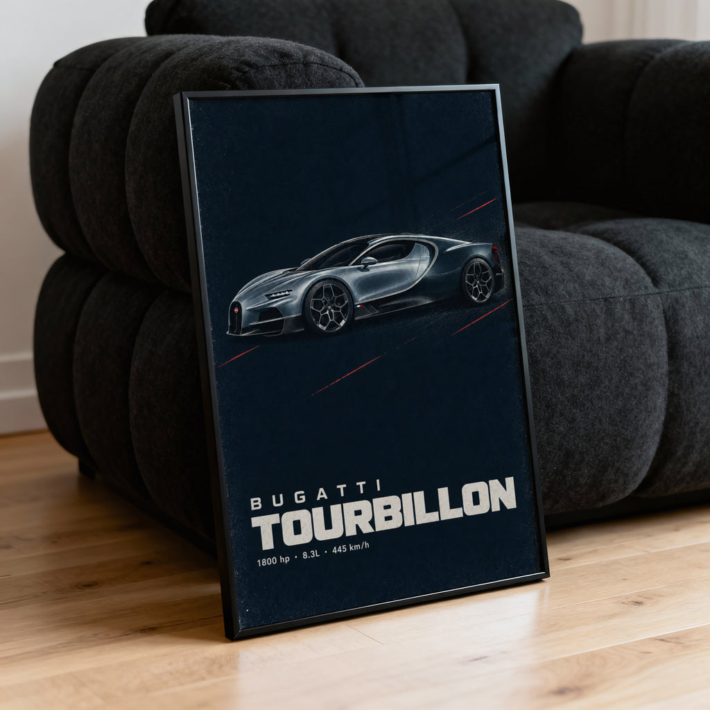 Vintage Bugatti Tourbillon Print, Hypercar Wall Art