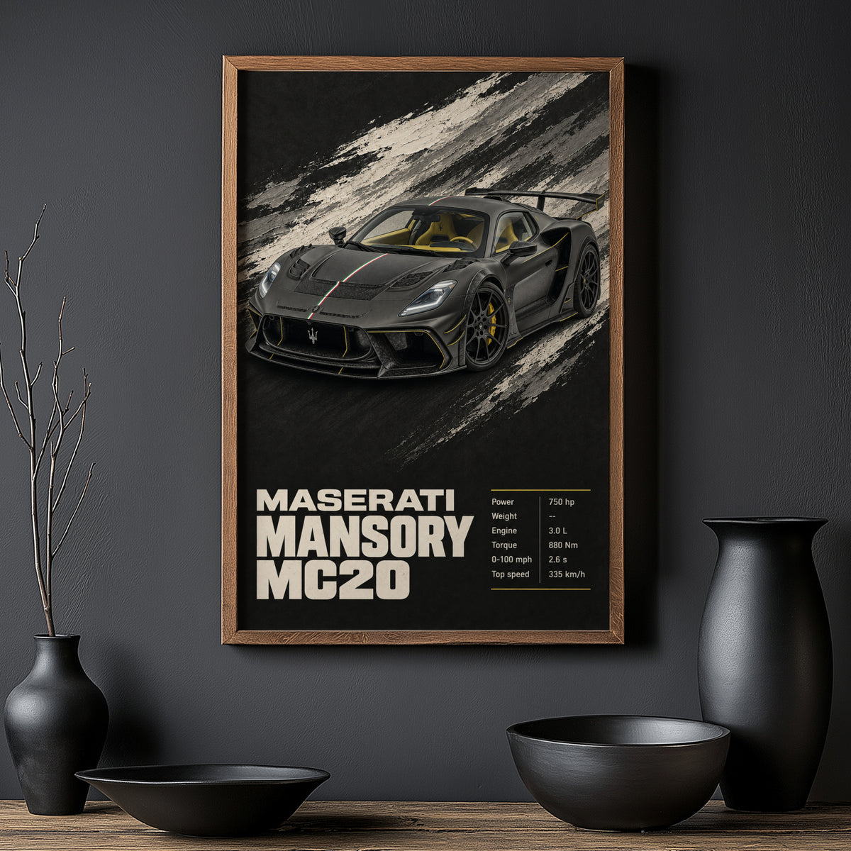 Vintage Maserati MC20 Print, Supercar Wall Art