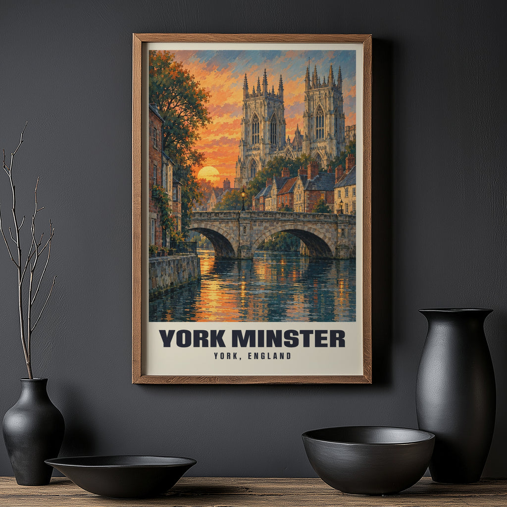 Vintage York Minster Poster, England Wall Art, Travel Print