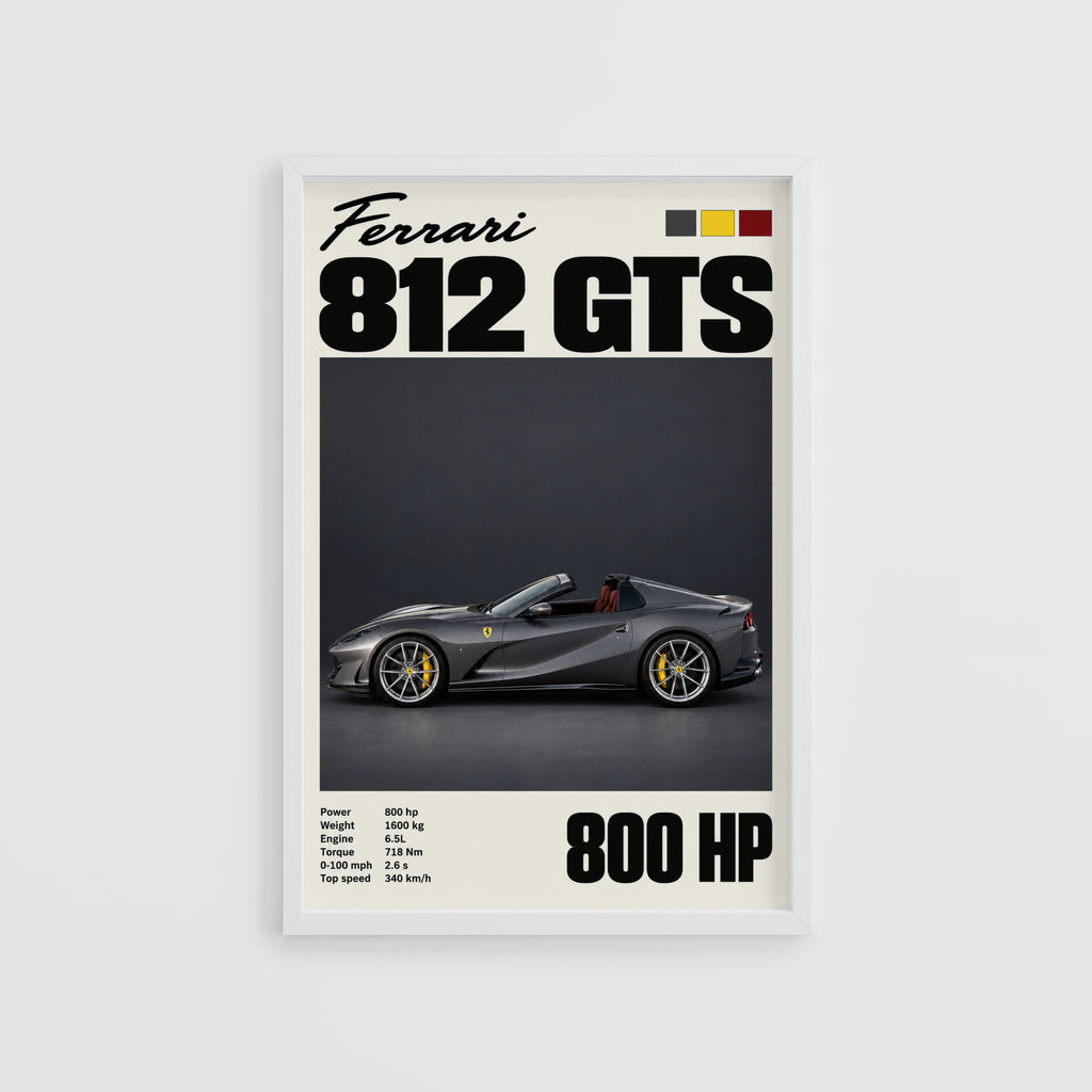 Vintage Ferrari 812 GTS Print, Car Wall Art