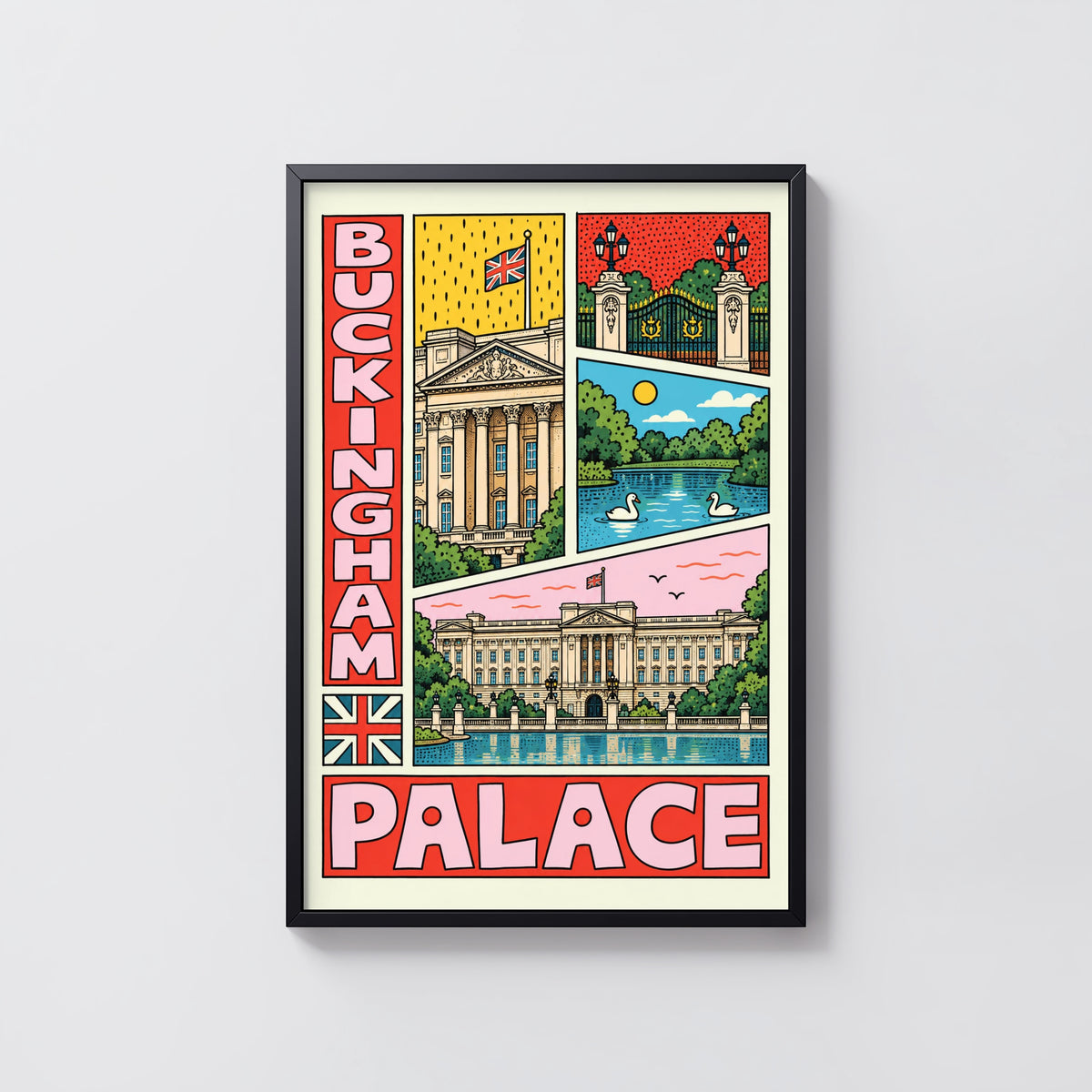 Vintage Buckingham Palace Poster, London Wall Art Print