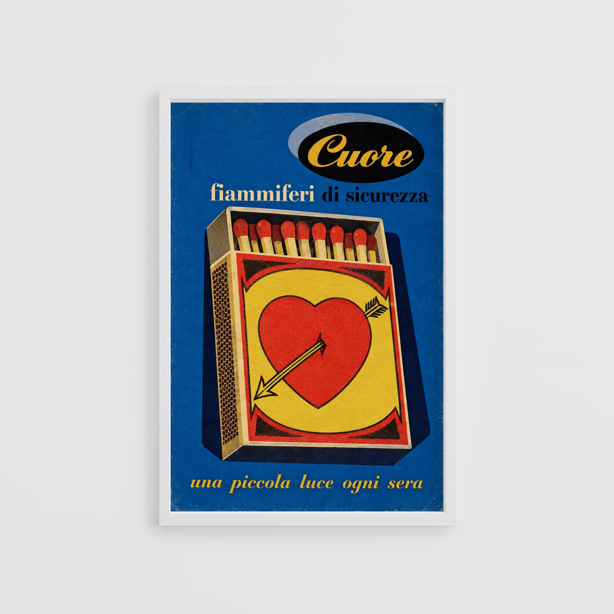 Vintage Matchbox Poster, Italian Heart Wall Art, Retro Print